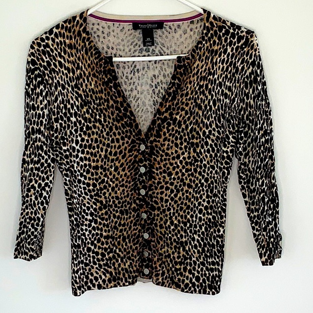 White House | Black Market leopard print v-neck sweater